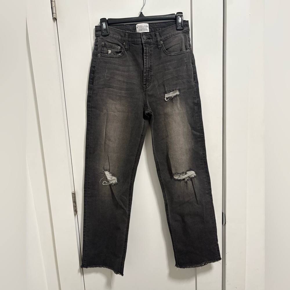 Jordache Women’s Distressed Black Washed Straight Jeans